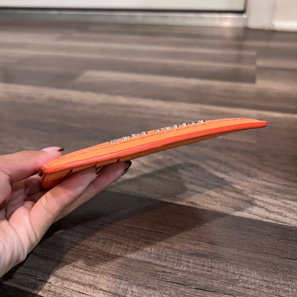 Marc Jacobs The Groove Orange Leather Top Zip Card Holder Wallet - Picture 3 of 7